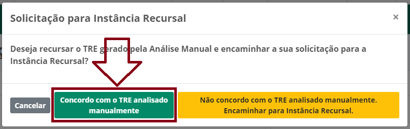 SAIP Minhas Solicitacoes Instancia Recursal Mensagem Concordar Analise Manual